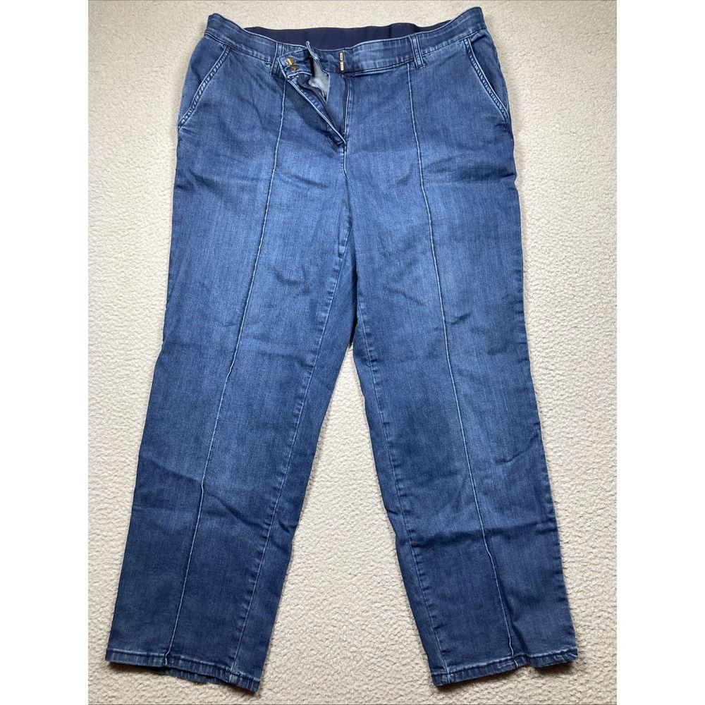 Ruby‎ Rd Jeans Women's 18W Blue Mid Rise Straight Medium Wash Denim Top Stitch